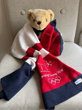 Official PyeongChang 2018 Winter Olympics Knit Scarf - Red White Blue